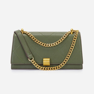 Carol Rhombus Chain Vegan Leather Purse: Green - Rosenix