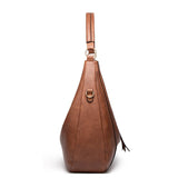 Tracy Vegan Leather Shoulder Cross Body Hobo/ Large Tote Bag: Brown - Rosenix